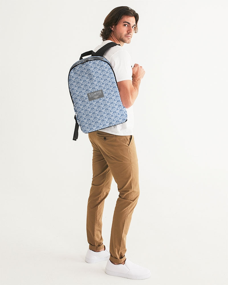 light blue Royal patten Large Backpack