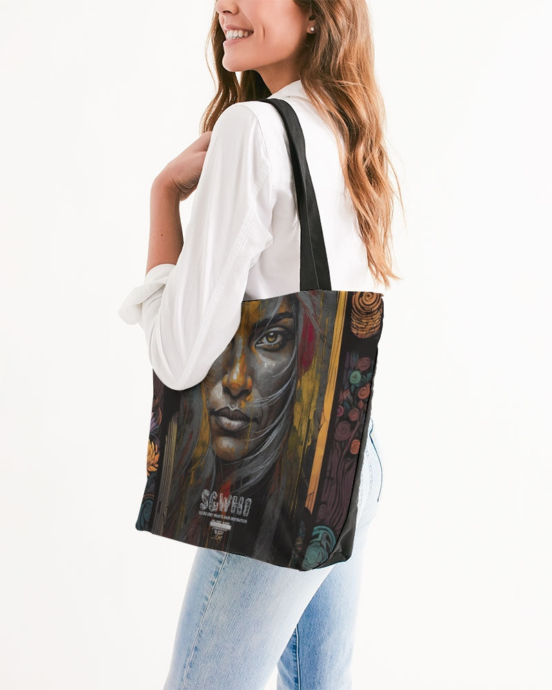 South Asian silver grey white hair sisters portrait Canvas Zip Tote