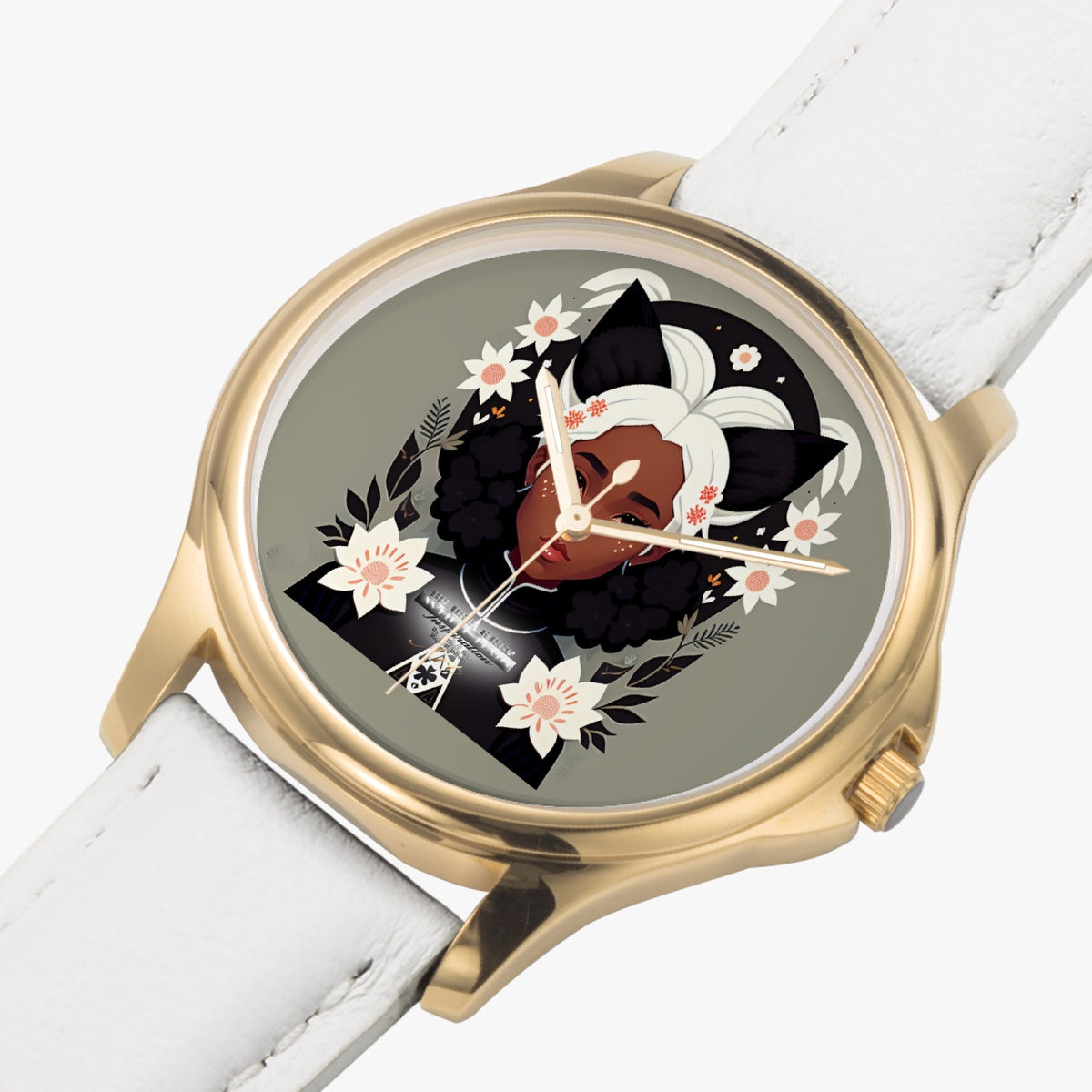 Nubian Silverfox Stylish Classic Leather Strap Quartz Watch (Gold)