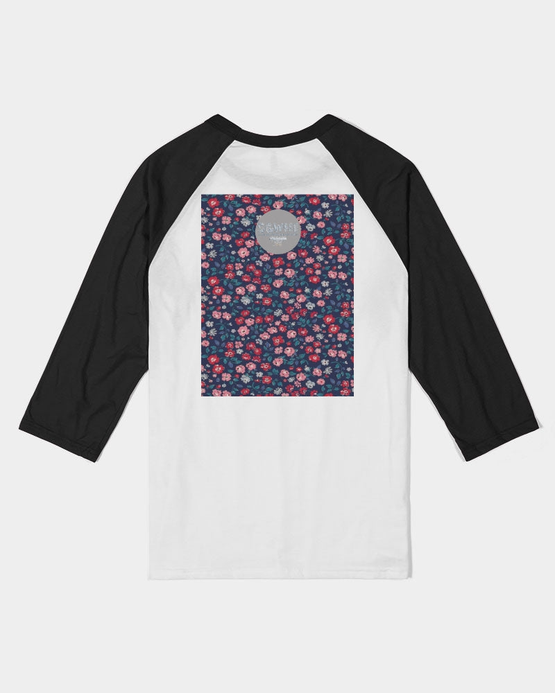 Midnight blue pretty glance. Unisex Three-Quarter Sleeve Baseball Tee | Bella + Canvas
