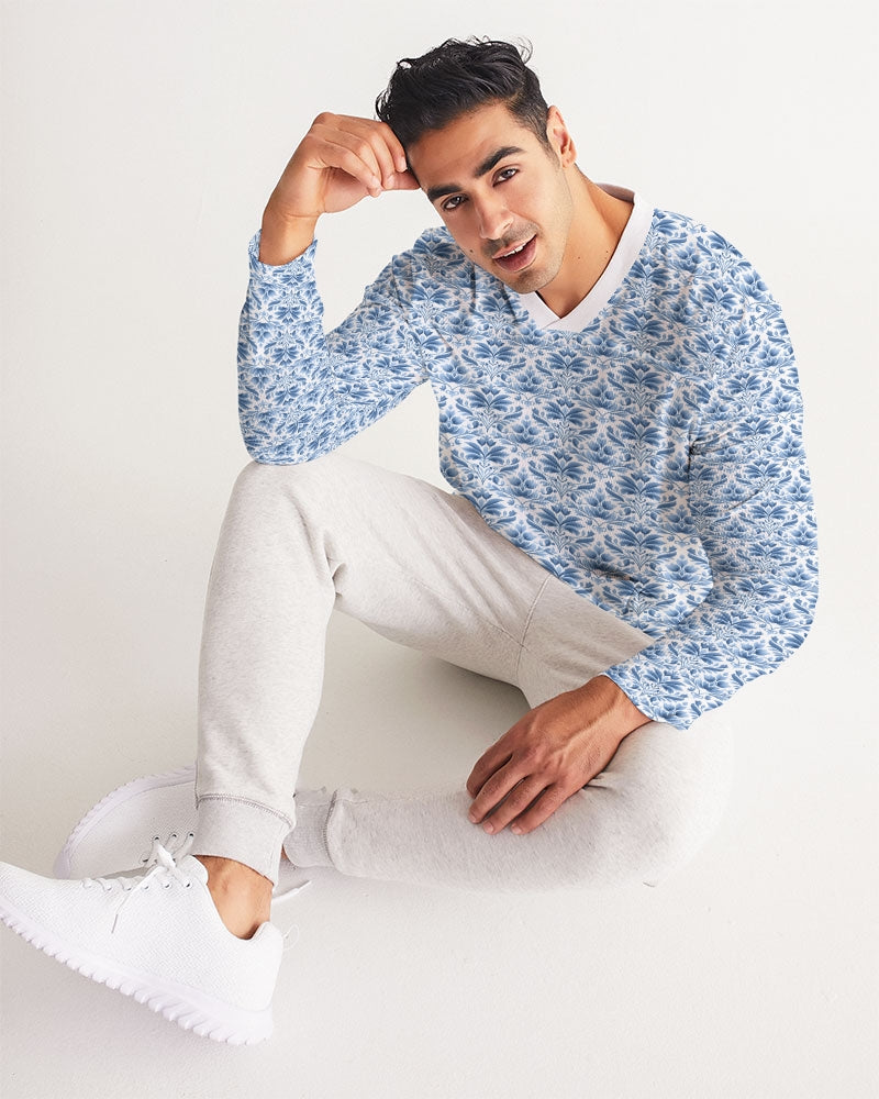 light blue Royal patten Men's All-Over Print Long Sleeve Sports Jersey