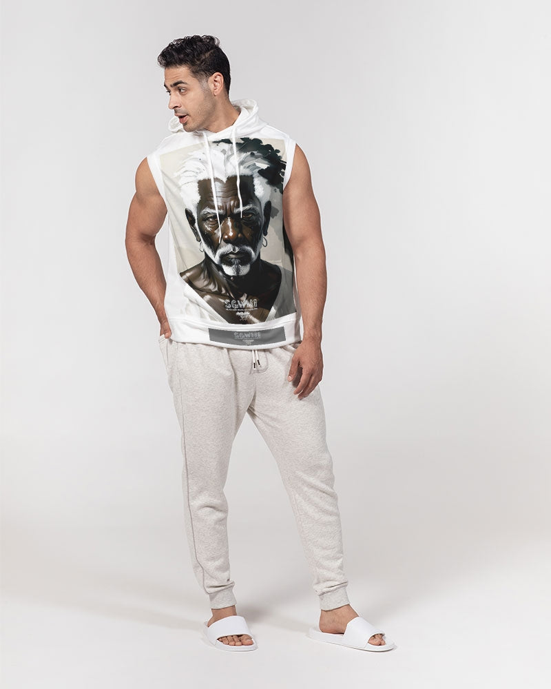 Black silver grey brother Men's All-Over Print Heavyweight Sleeveless Hoodie
