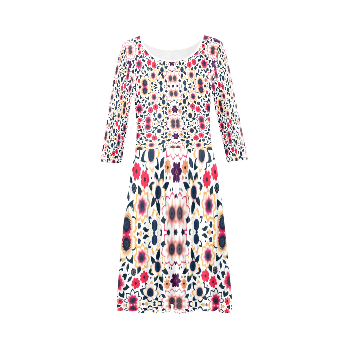 Women's Half-Sleeve Skater Dress(Model D20)