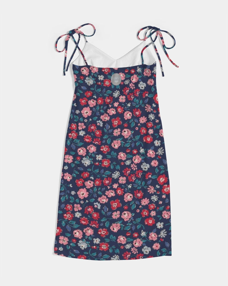 Midnight blue pretty glance. Women's All-Over Print Tie Strap Split Dress