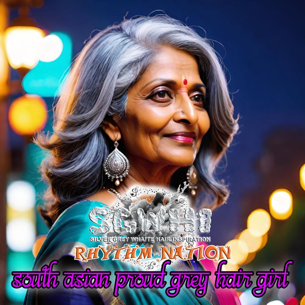 South Asian Proud Grey Hair Girl