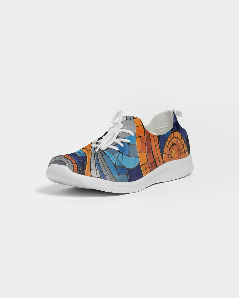 Beautiful Mosaic White Sister Women's Lace Up Flyknit Shoe