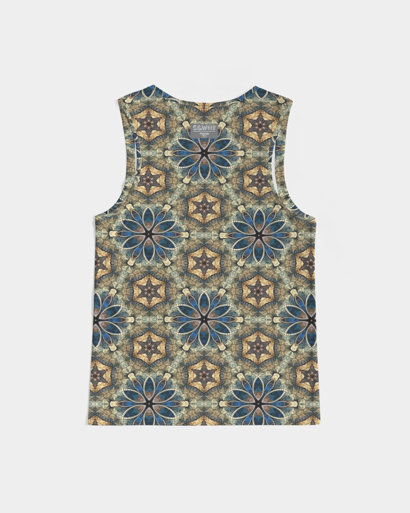 Green & Dark Blue almost star pattern. Men's All-Over Print Sport Tank