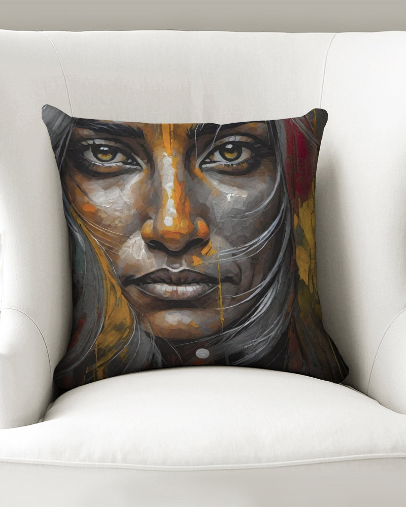 South Asian silver grey white hair sisters portrait Throw Pillow Case 16"x16"