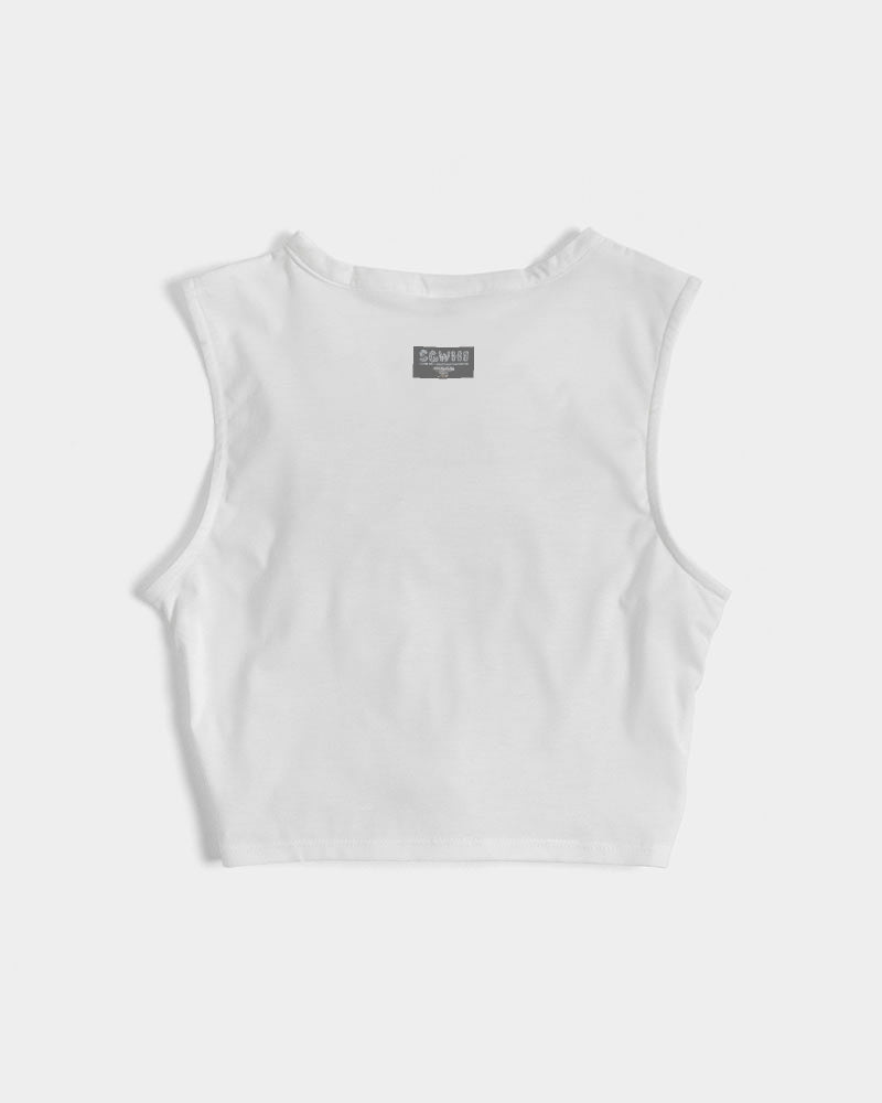 Beautiful black silver grey hair blossom women Women's All-Over Print Twist-Front Tank