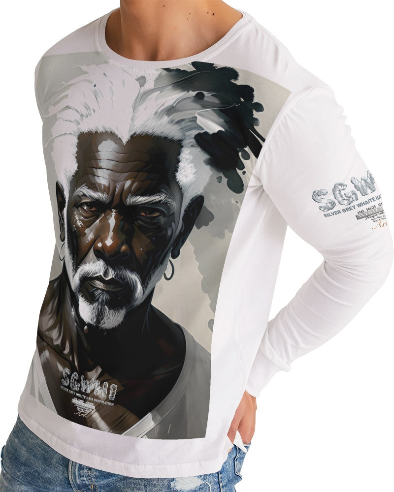 Black silver grey brother Men's All-Over Print Long Sleeve Tee