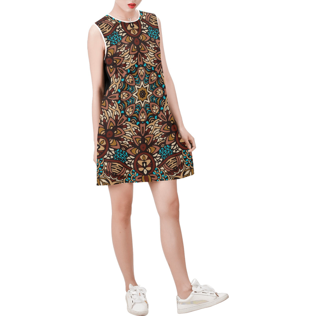 Sleeveless Round Neck Shift Dress (Model D51)
