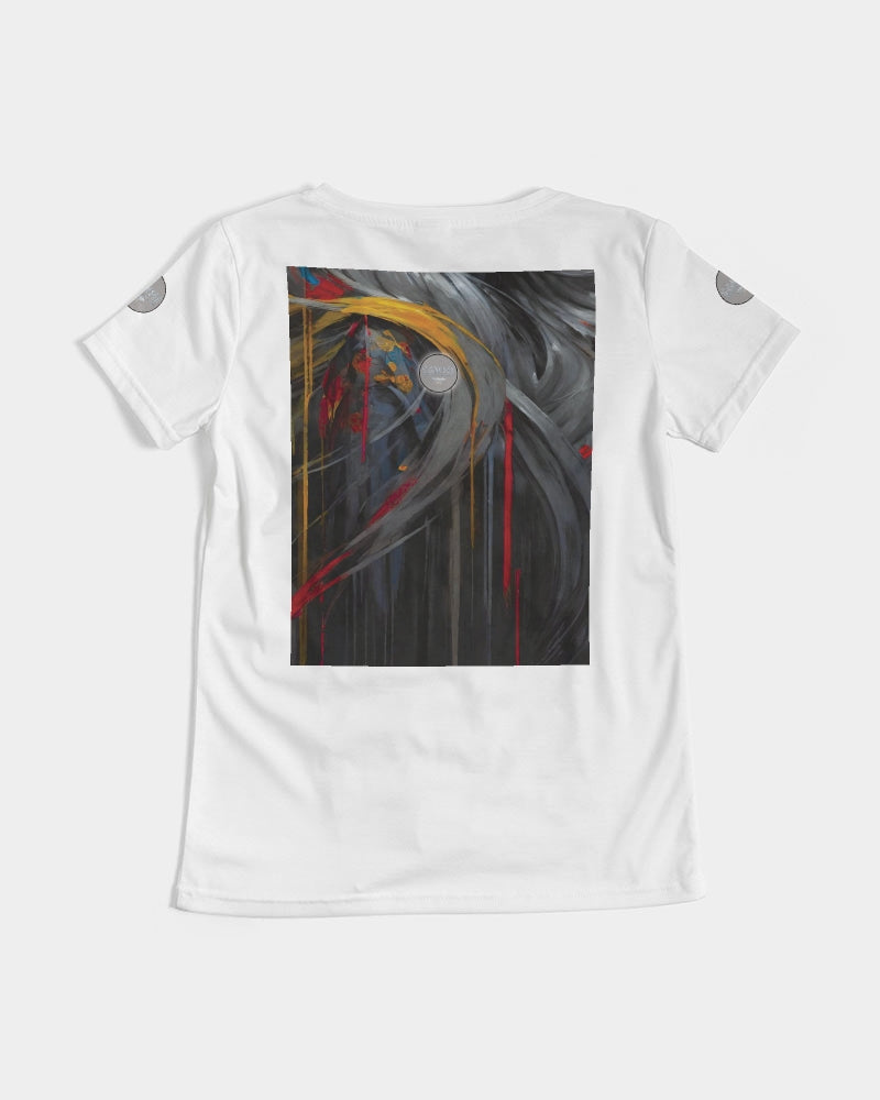 This is part three of a three part collection Women's All-Over Print V-Neck Tee