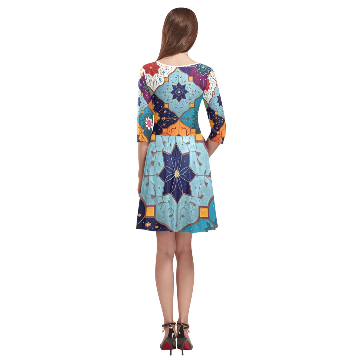 Women's Half-Sleeve Skater Dress(Model D20)