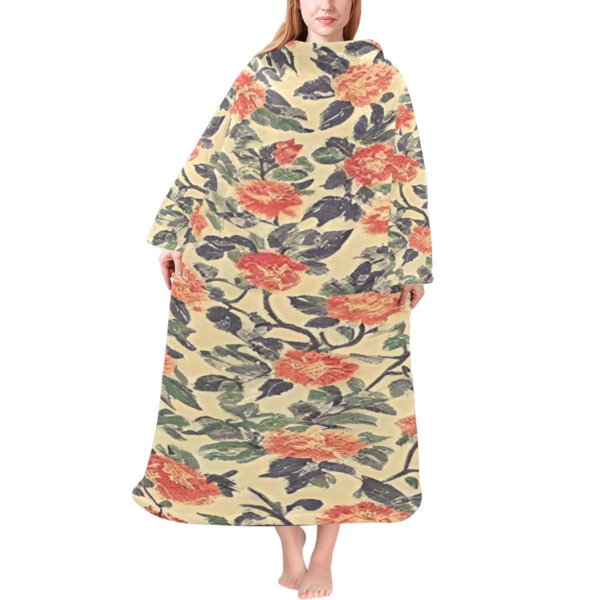 Blanket Robe with Sleeves for Adults
