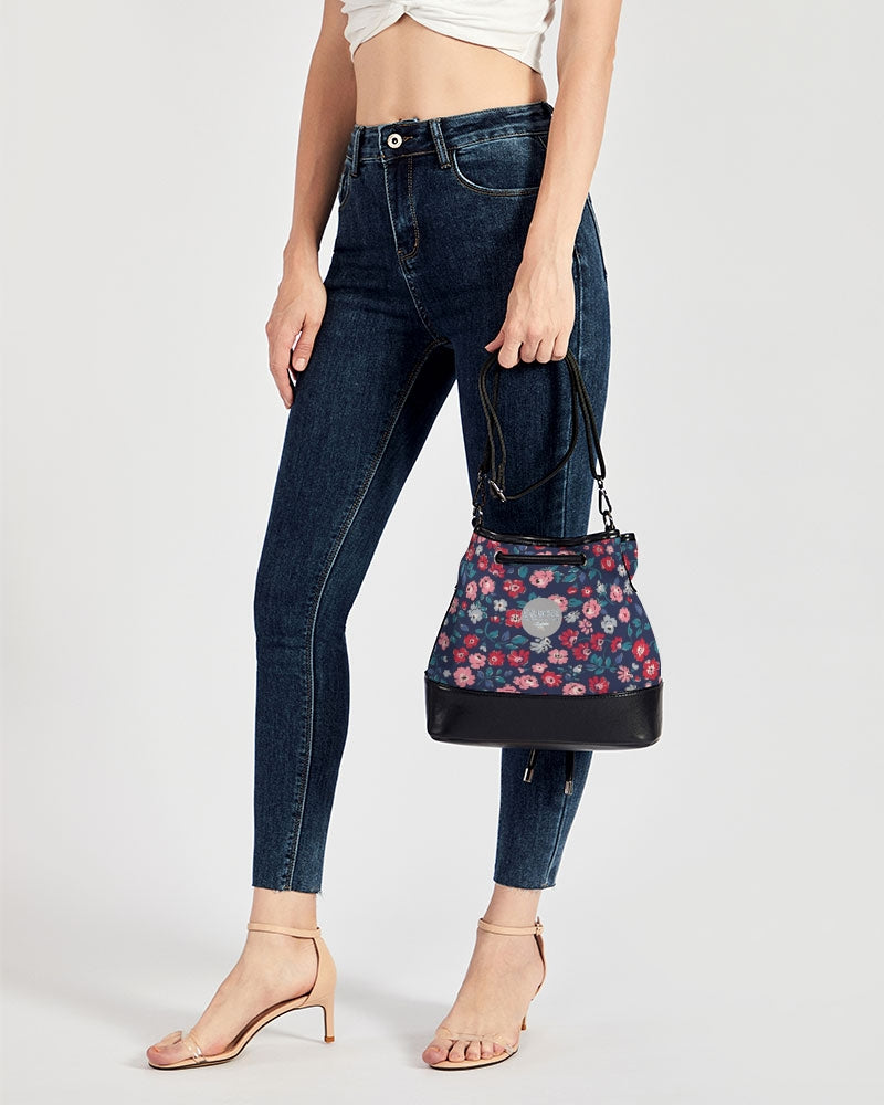 Midnight blue pretty glance. Mini Drawstring Bucket Bag