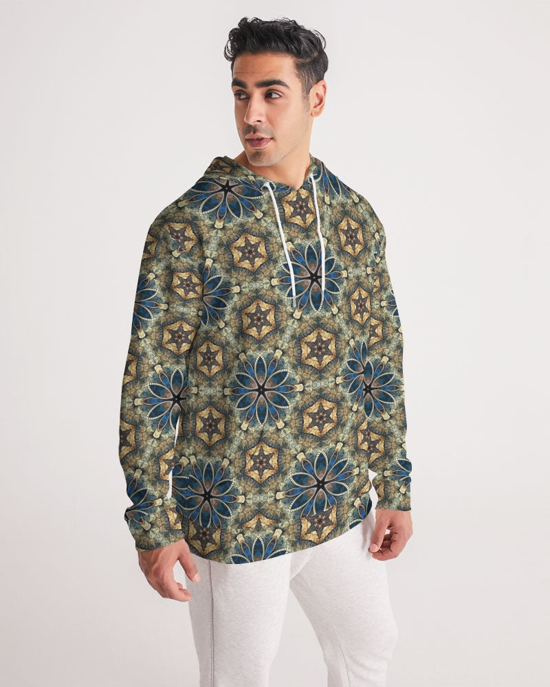 Green & Dark Blue almost star pattern. Men's All-Over Print Hoodie