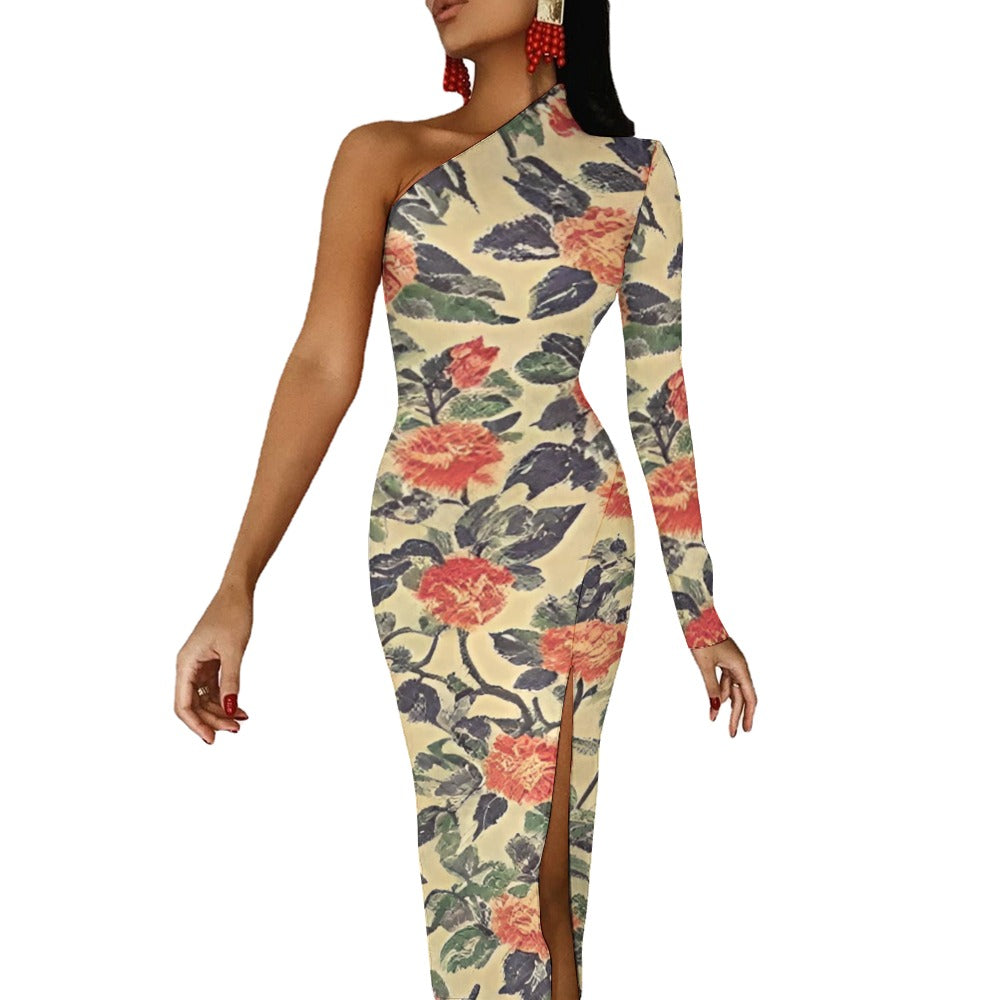 Half Sleeve Slit Dress