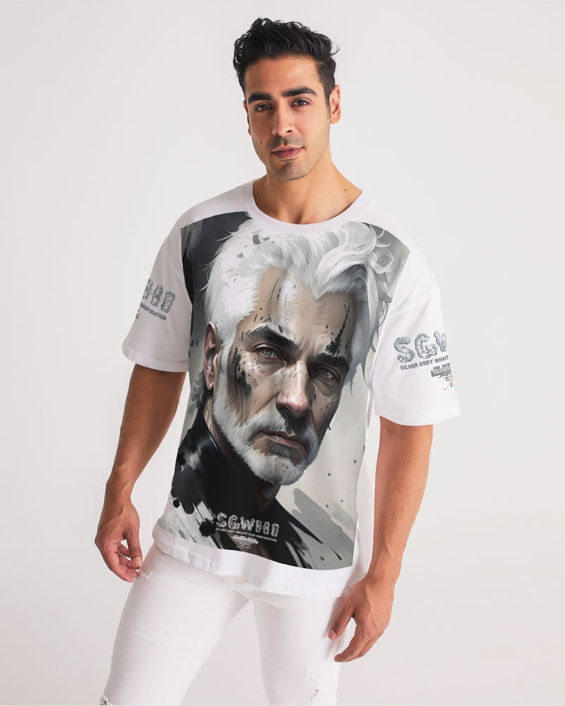 White silver grey fox King Men's All-Over Print Premium Heavyweight Tee