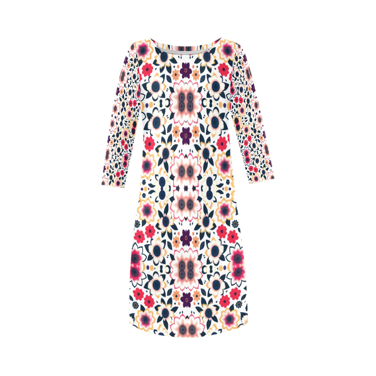 Women's Loose Round Neck Dress (Model D22)