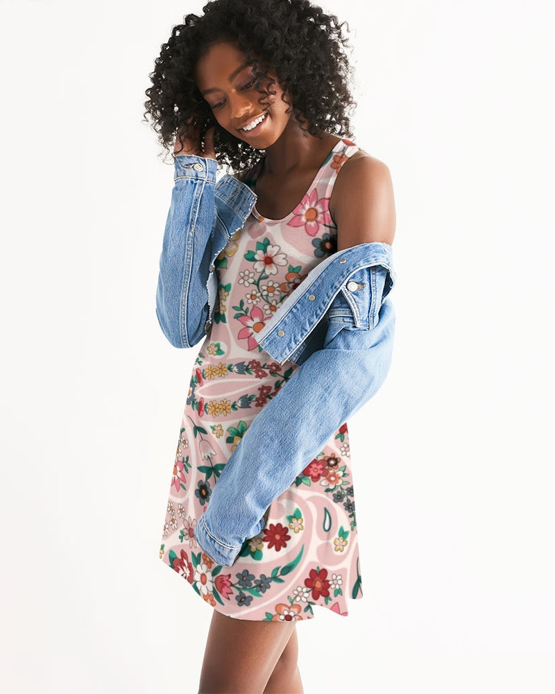 Pink abstract Pretty Sisters Women's All-Over Print Racerback Dress