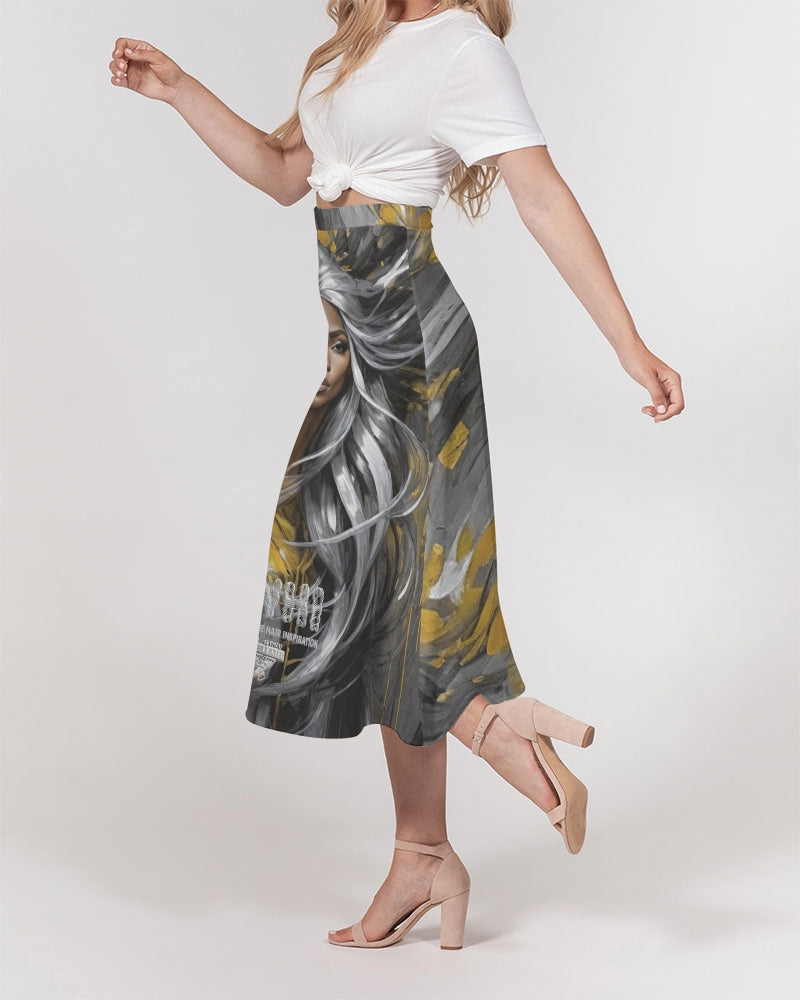 Black Sister Collection [Part 2 ] Women's All-Over Print A-Line Midi Skirt