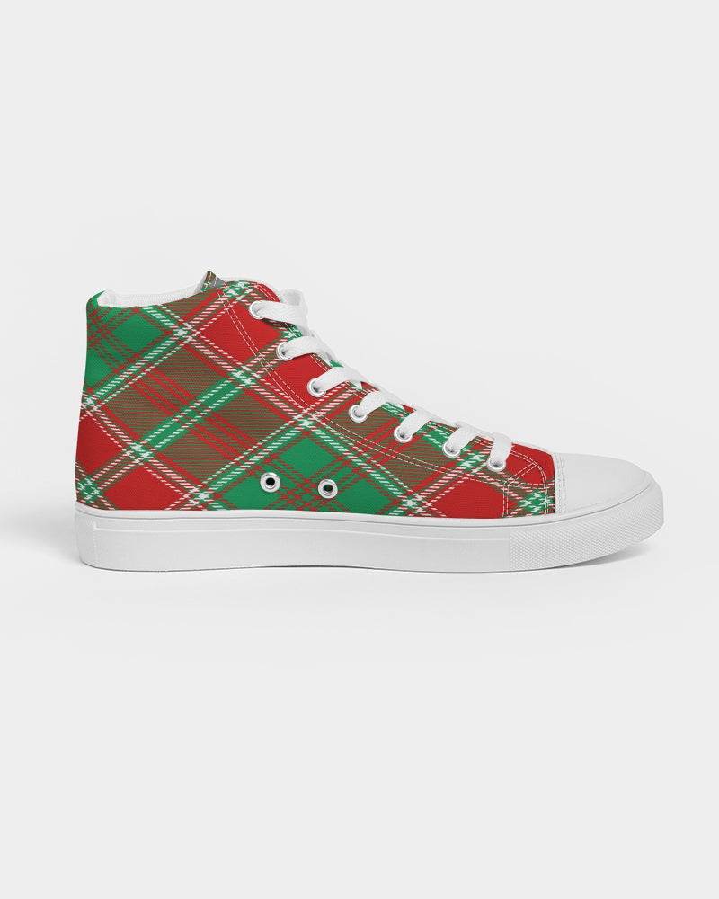 Red & Green cross pattern Men's Hightop Canvas Shoe