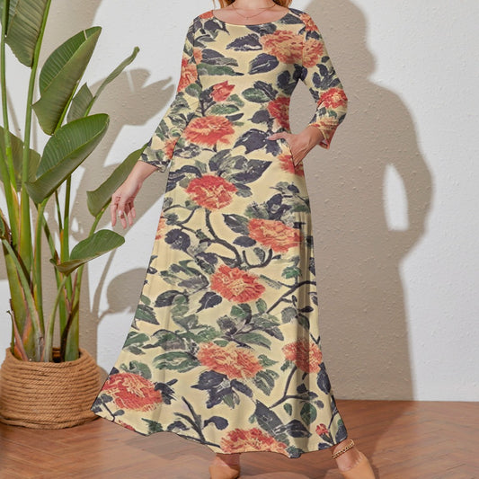 Plus Size Loose Crew Neck Long Sleeve Dress