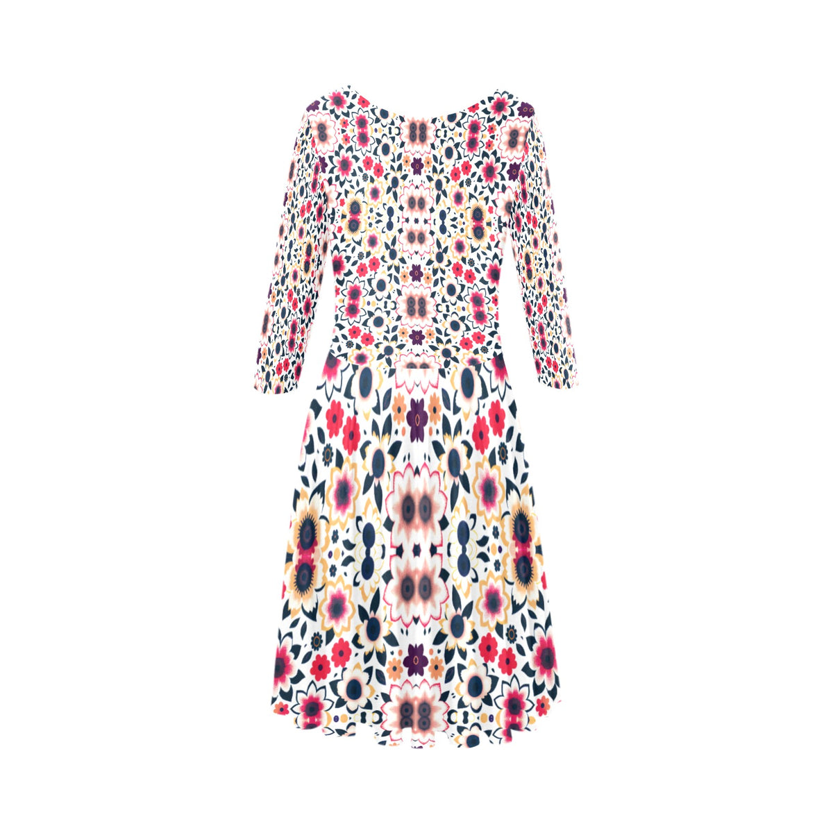 Women's  Half-Sleeve Skater Dress(Model D20)