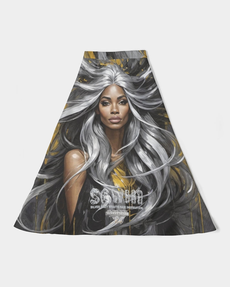 Black Sister Collection [Part 2 ] Women's All-Over Print A-Line Midi Skirt