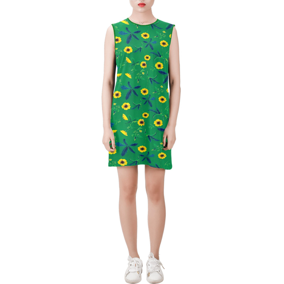 Sleeveless Round Neck Shift Dress (Model D51)