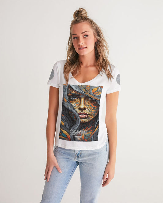 Beautiful Mosaic White Sister  Women's All-Over Print V-Neck Tee