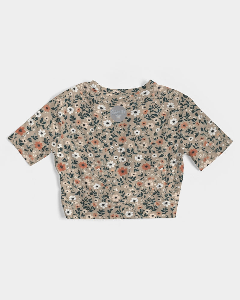 Busy and pretty Women's All-Over Print Twist-Front Cropped Tee
