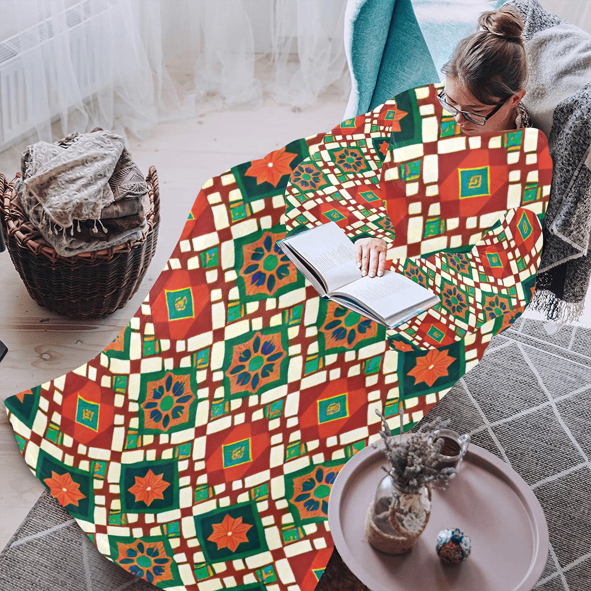 Blanket Robe with Sleeves for Adults