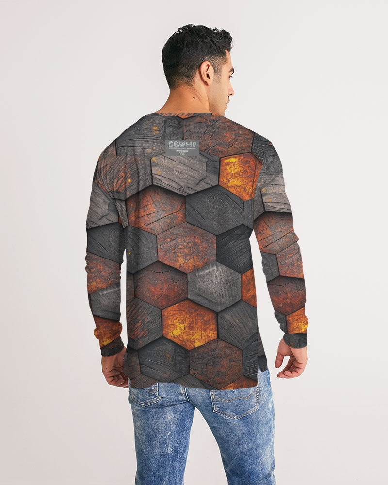 Cool stone hexagon patten 3D Men's All-Over Print Long Sleeve Tee