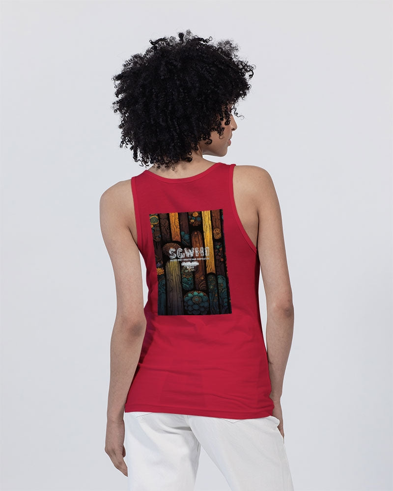 South Asian silver grey white hair sisters portrait  Unisex Jersey Tank | Bella + Canvas