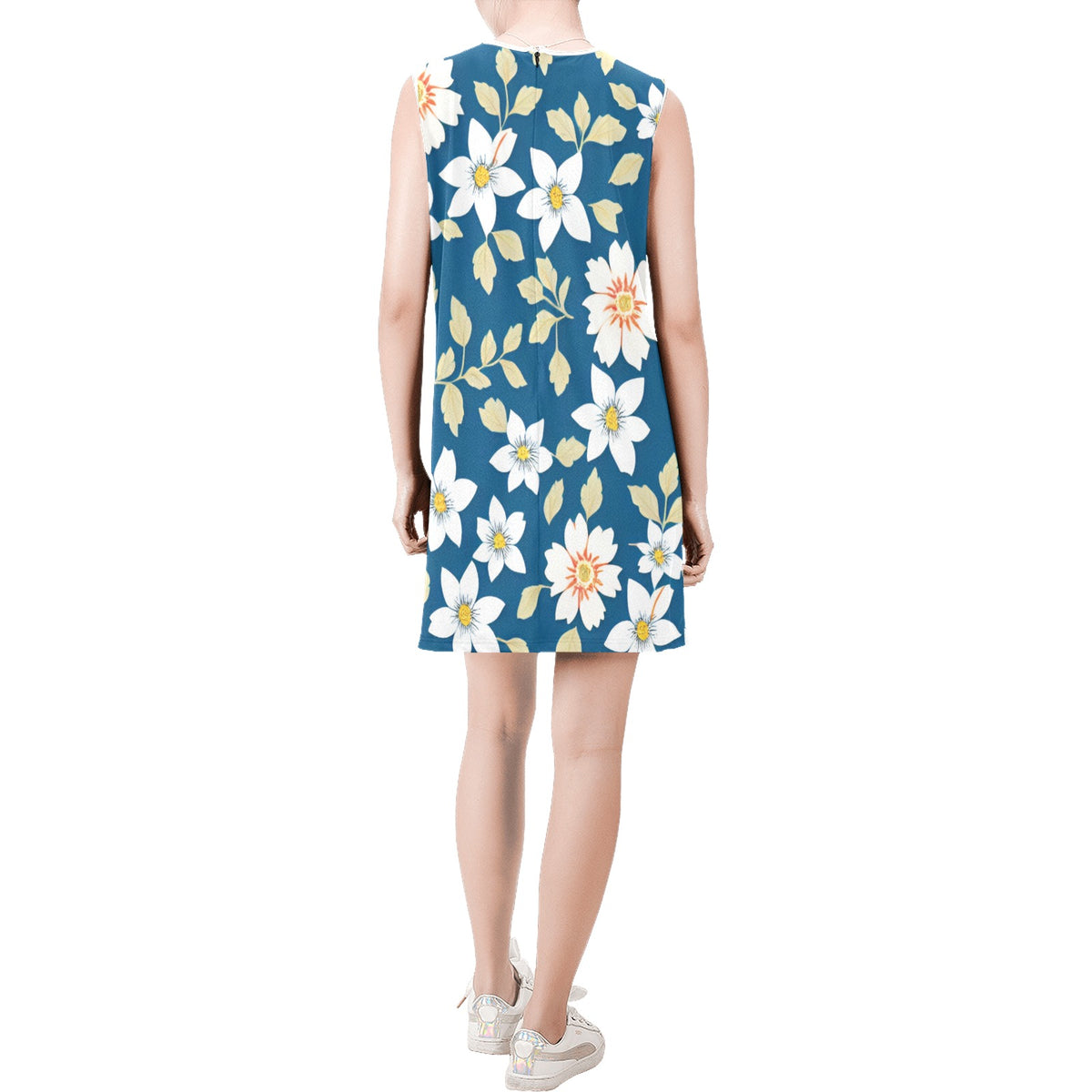 Sleeveless Round Neck Shift Dress (Model D51)