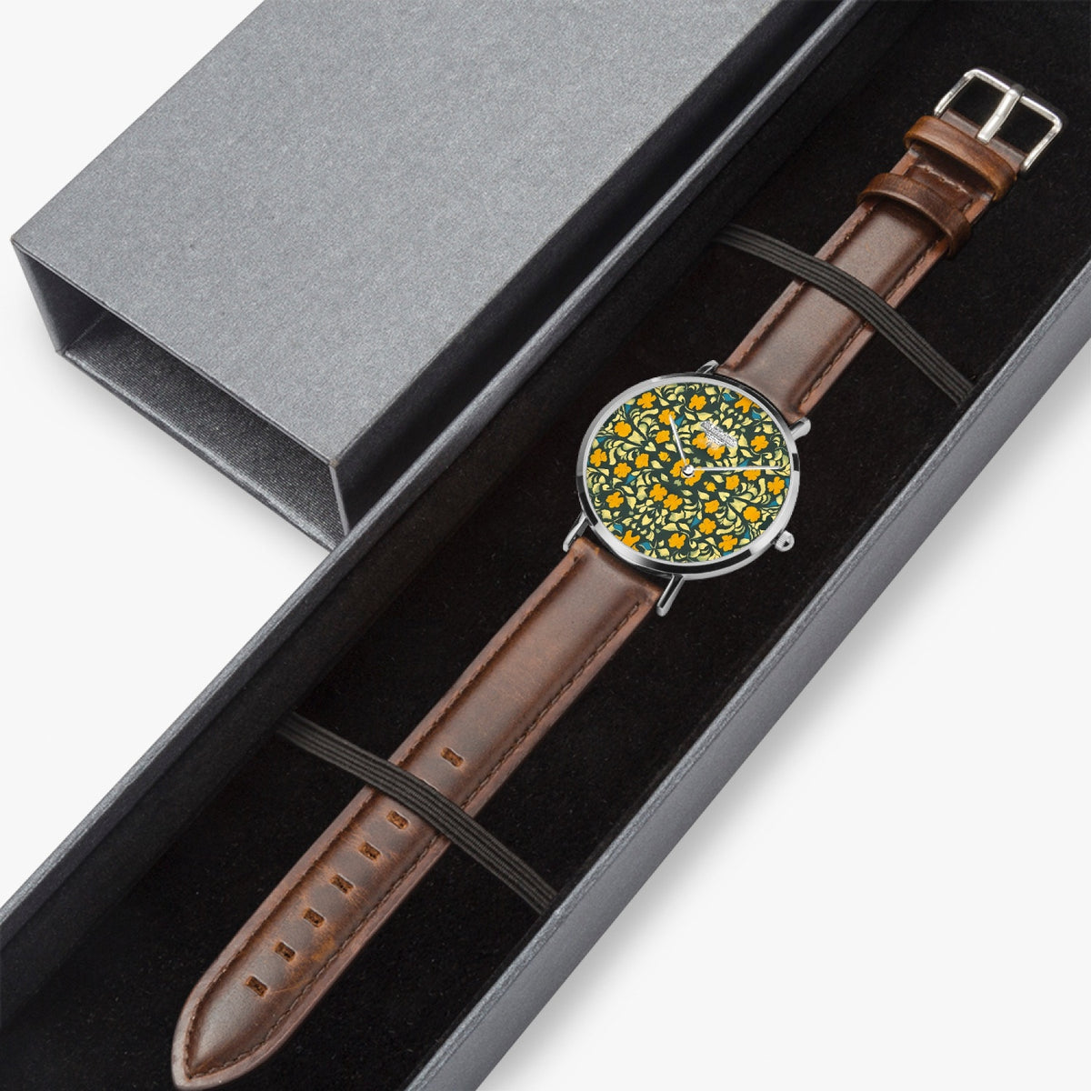 Silver grey white hair inspiration Selling Ultra-Thin Leather Strap Quartz Watch (Silver)