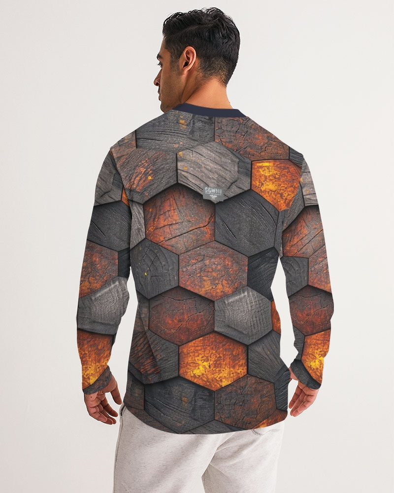 Cool stone hexagon patten 3D Men's All-Over Print Long Sleeve Sports Jersey