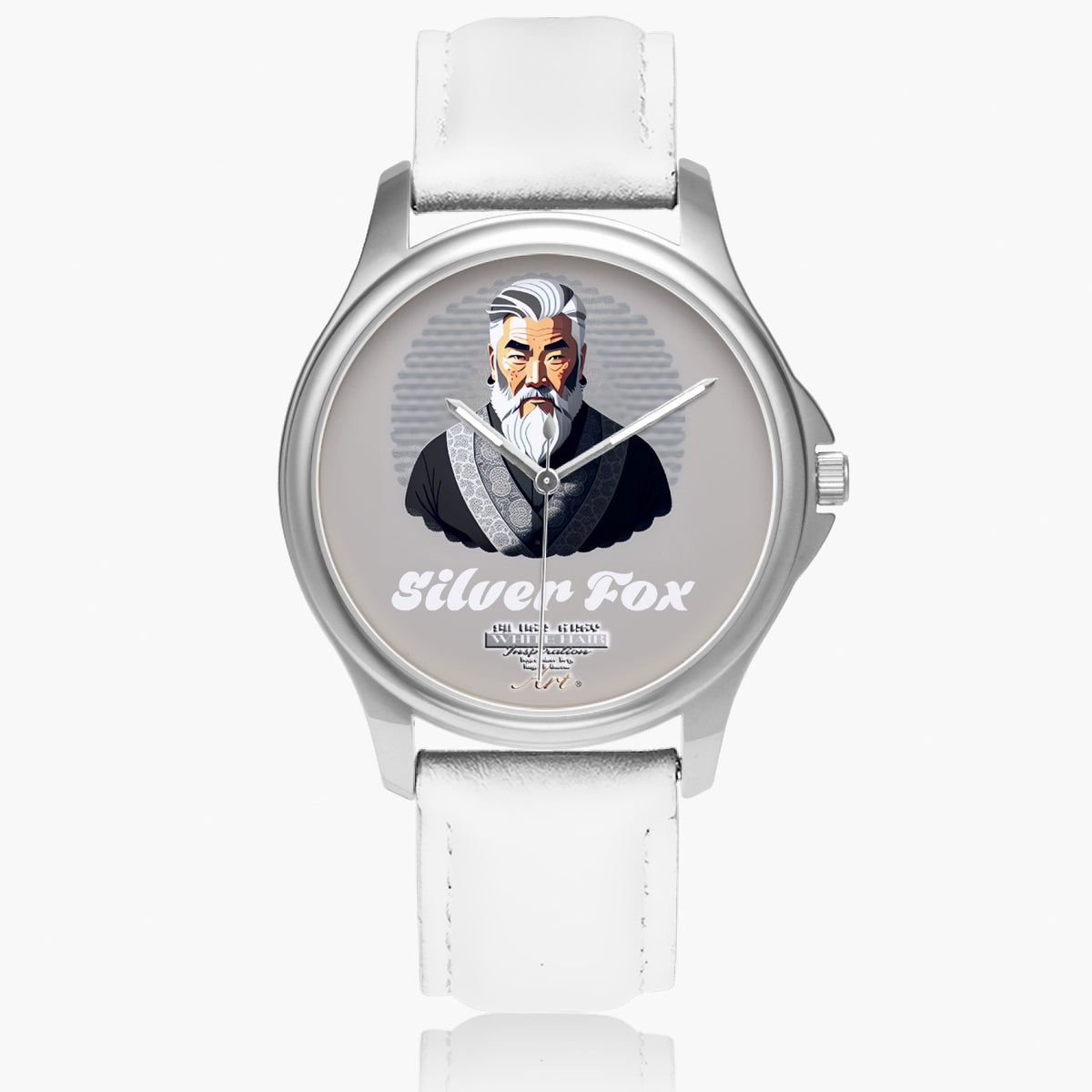 Silverfox gentlemen Stylish Classic Leather Strap Quartz Watch (Silver)