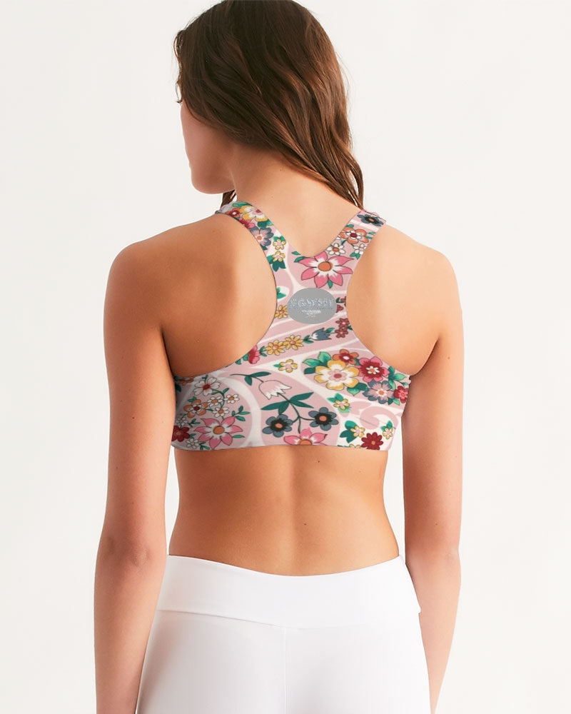 Pink abstract Pretty Sisters Women's All-Over Print Seamless Sports Bra