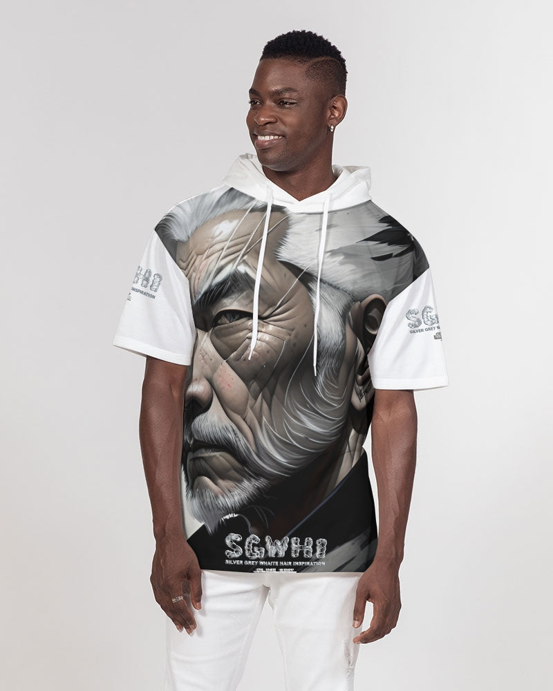 Handsome Asian brother pink painted portrait Men's All-Over Print Premium Heavyweight Short Sleeve Hoodie
