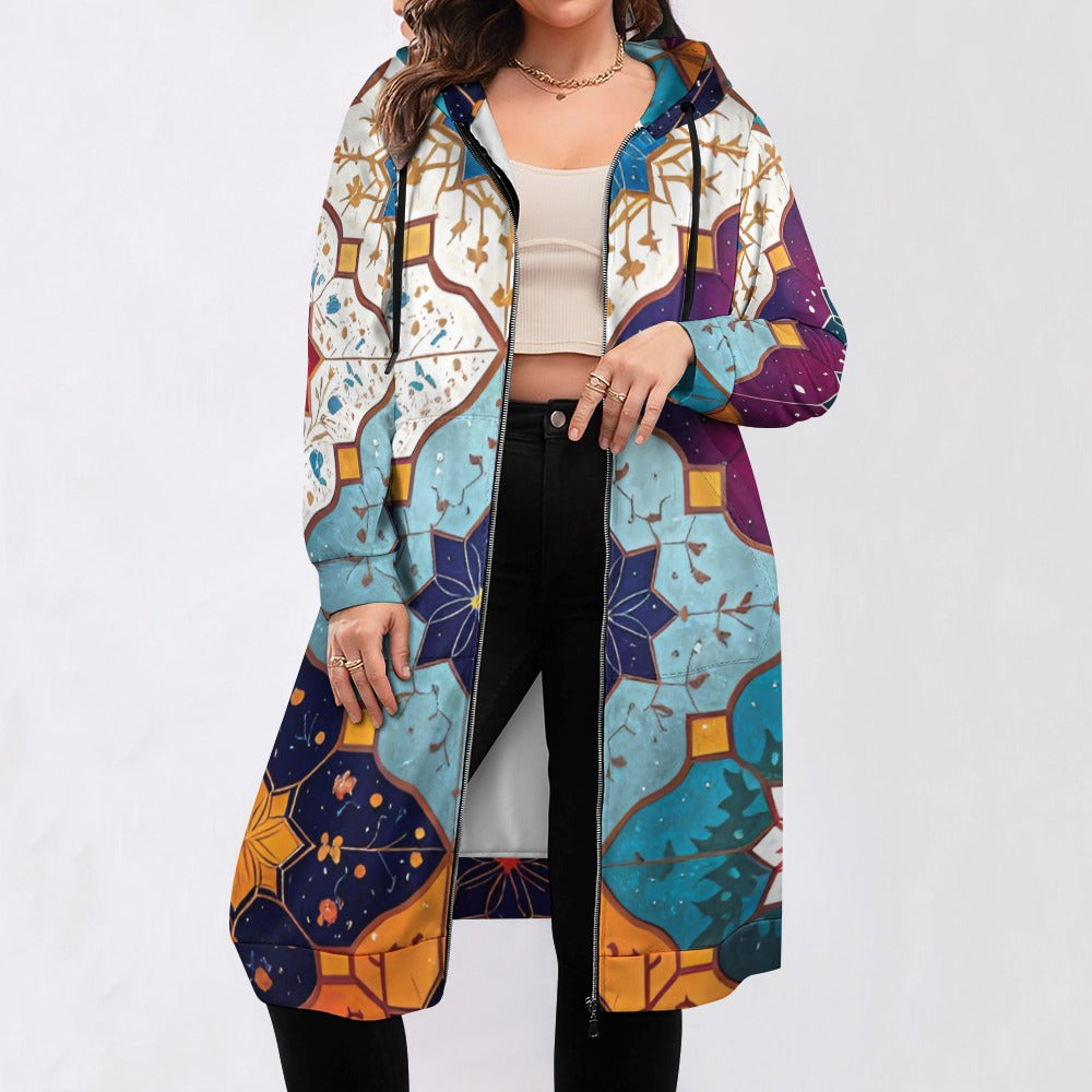 Women's full print long Hoodie