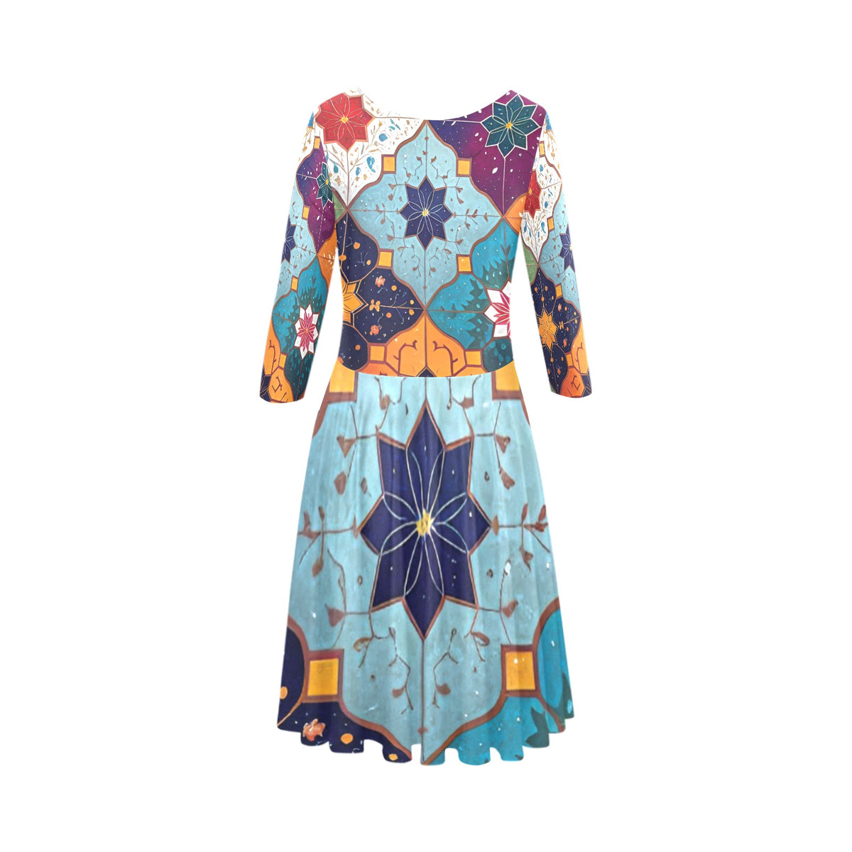 Women's  Half-Sleeve Skater Dress(Model D20)