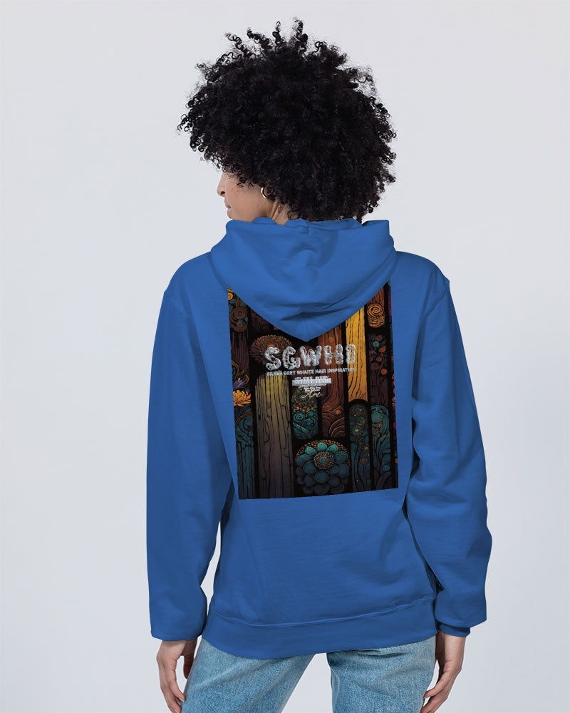South Asian silver grey white hair sisters portrait [3] Unisex Hoodie | Champion