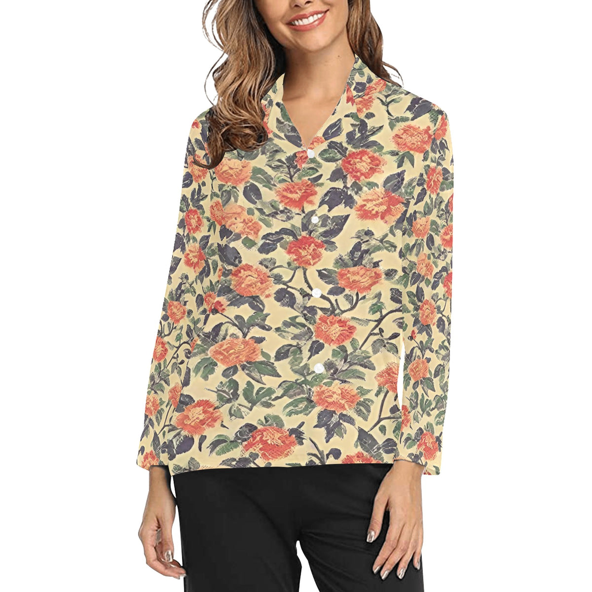 Women's Long Sleeve Pajama Shirt(Sets 02)