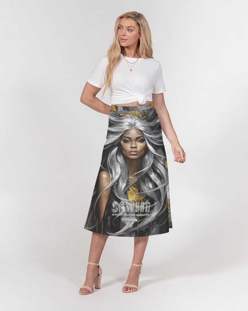 Black Sister Collection [Part 2 ] Women's All-Over Print A-Line Midi Skirt