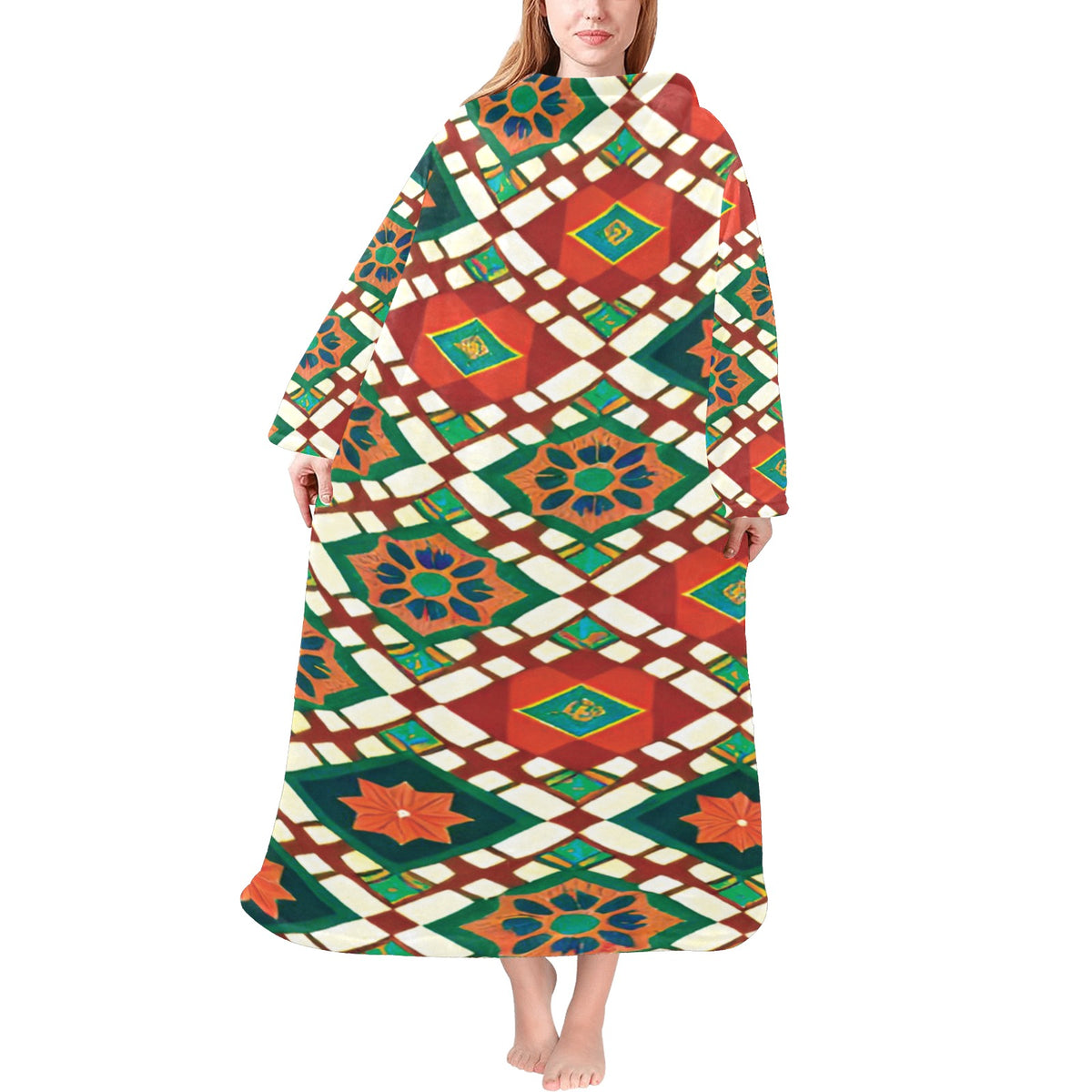 Blanket Robe with Sleeves for Adults
