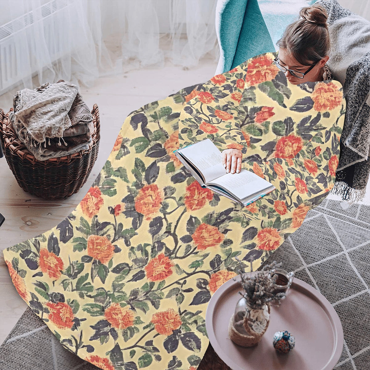 Blanket Robe with Sleeves for Adults