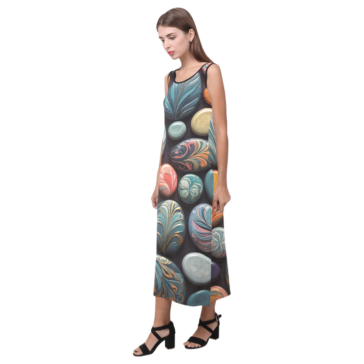 Sleeveless Open Fork Long Dress (Model D08)