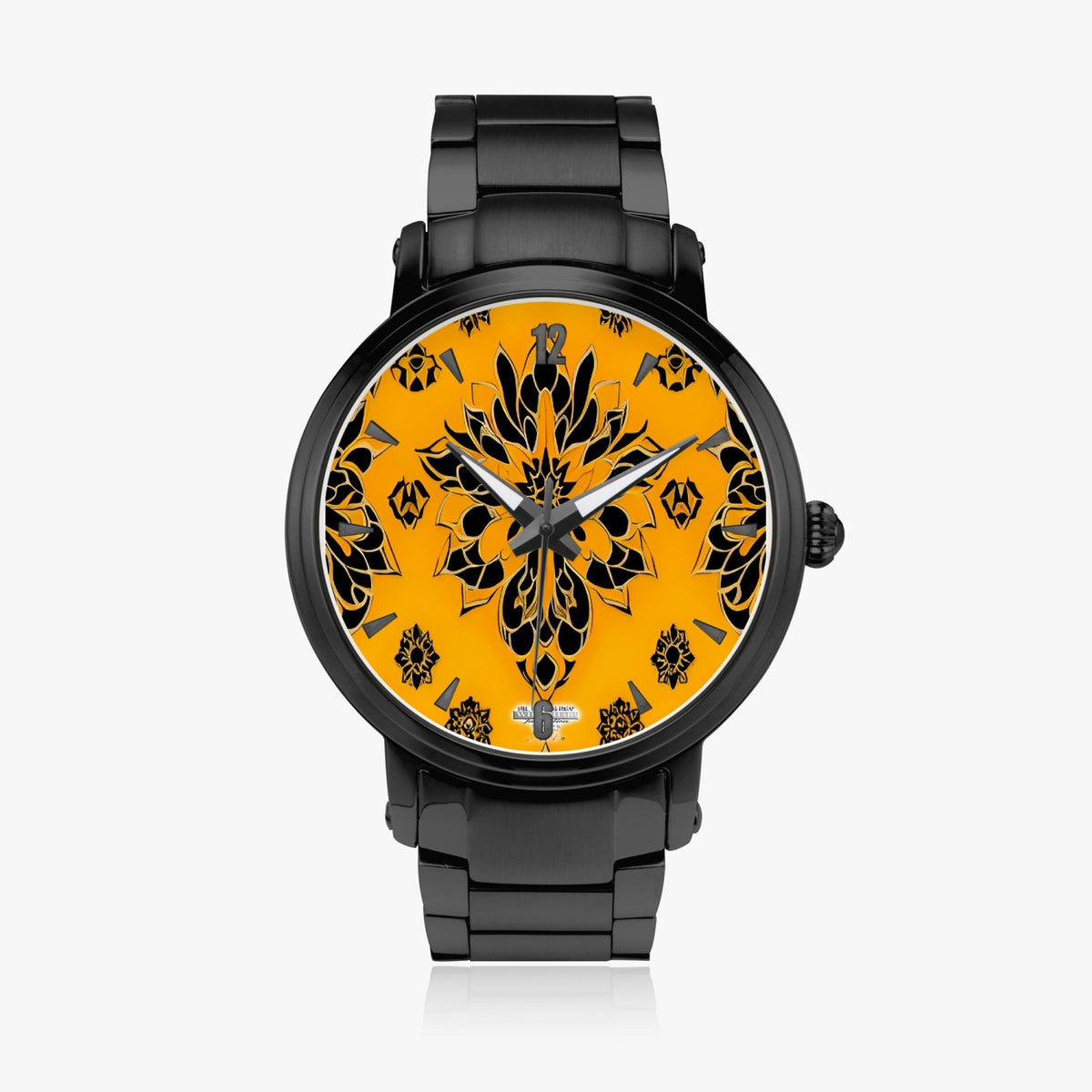 Orange and black royal pattern Steel Strap Automatic Watch (With Indicators)